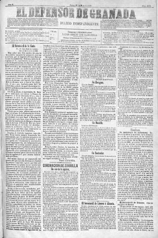 'El Defensor de Granada  : diario político independiente' - Año X Número 3225  - 1889 Mayo 23