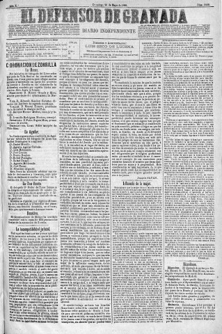 'El Defensor de Granada  : diario político independiente' - Año X Número 3228  - 1889 Mayo 26