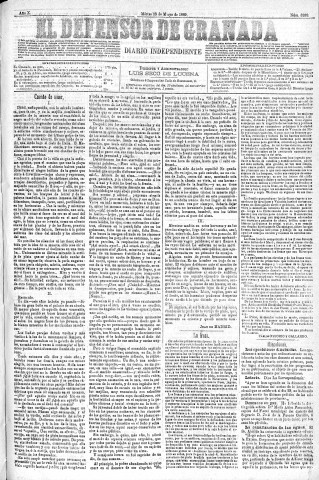 'El Defensor de Granada  : diario político independiente' - Año X Número 3230  - 1889 Mayo 28