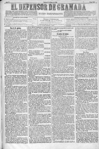 'El Defensor de Granada  : diario político independiente' - Año X Número 3232  - 1889 Mayo 30