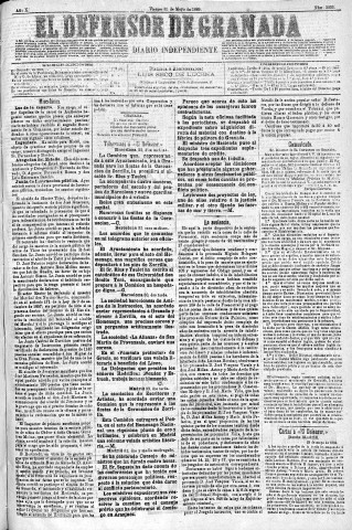 'El Defensor de Granada  : diario político independiente' - Año X Número 3233  - 1889 Mayo 31