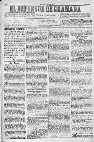 'El Defensor de Granada  : diario político independiente' - Año X Número 3235  - 1889 Junio 02