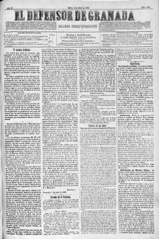 'El Defensor de Granada  : diario político independiente' - Año X Número 3237  - 1889 Junio 04