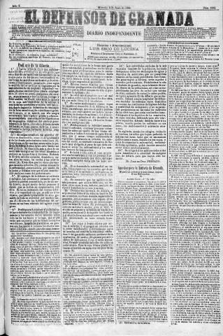 'El Defensor de Granada  : diario político independiente' - Año X Número 3238  - 1889 Junio 05