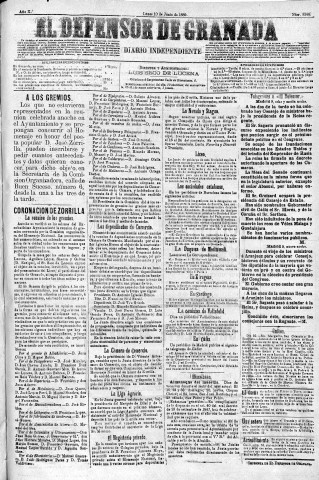 'El Defensor de Granada  : diario político independiente' - Año X Número 3244  - 1889 Junio 10