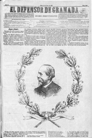 'El Defensor de Granada  : diario político independiente' - Año X Número 3251  - 1889 Junio 17