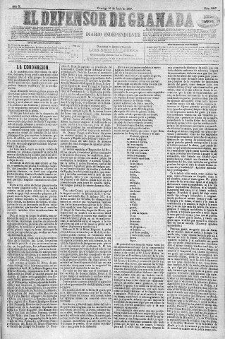 'El Defensor de Granada  : diario político independiente' - Año X Número 3257  - 1889 Junio 23
