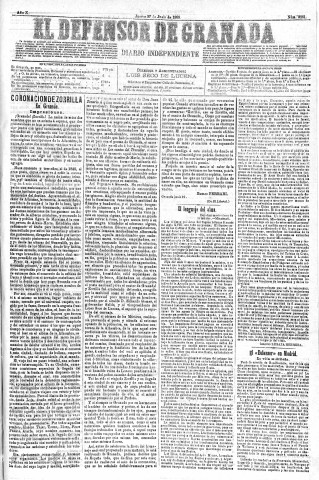 'El Defensor de Granada  : diario político independiente' - Año X Número 3261  - 1889 Junio 27