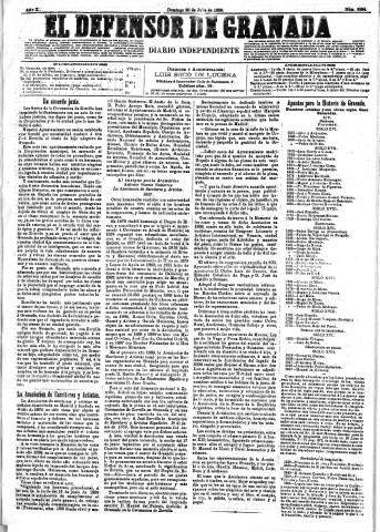 'El Defensor de Granada  : diario político independiente' - Año X Número 3284  - 1889 Julio 21