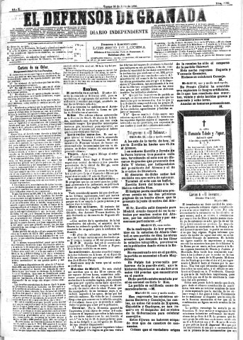 'El Defensor de Granada  : diario político independiente' - Año X Número 3289  - 1889 Julio 26