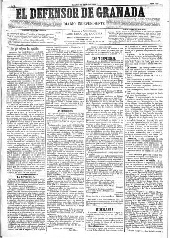 'El Defensor de Granada  : diario político independiente' - Año X Número 3297  - 1889 Agosto 03