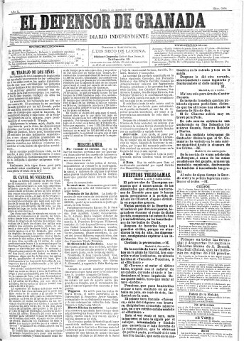 'El Defensor de Granada  : diario político independiente' - Año X Número 3299  - 1889 Agosto 05