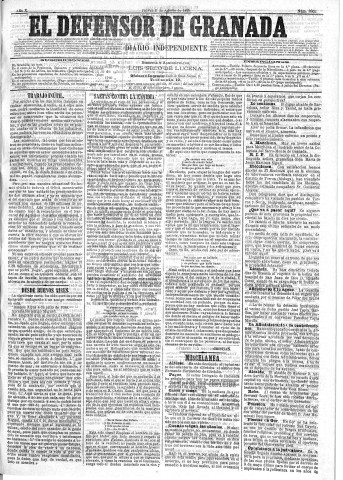 'El Defensor de Granada  : diario político independiente' - Año X Número 3302  - 1889 Agosto 08