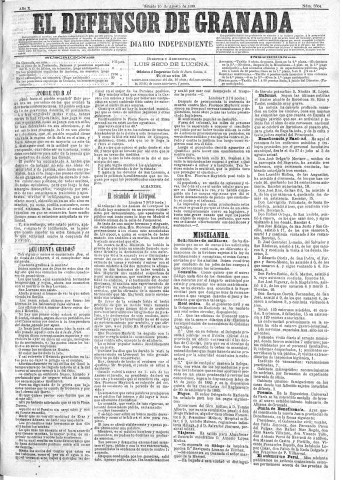 'El Defensor de Granada  : diario político independiente' - Año X Número 3304  - 1889 Agosto 10