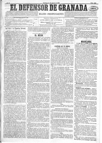 'El Defensor de Granada  : diario político independiente' - Año X Número 3305  - 1889 Agosto 11