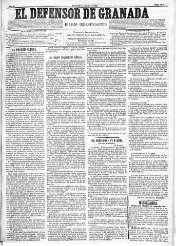 'El Defensor de Granada  : diario político independiente' - Año X Número 3314  - 1889 Agosto 20