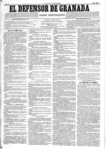 'El Defensor de Granada  : diario político independiente' - Año X Número 3323  - 1889 Agosto 29
