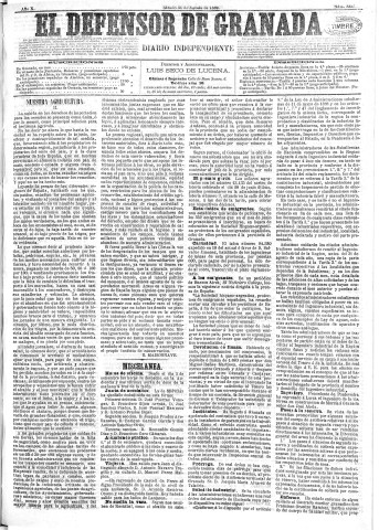 'El Defensor de Granada  : diario político independiente' - Año X Número 3325  - 1889 Agosto 31