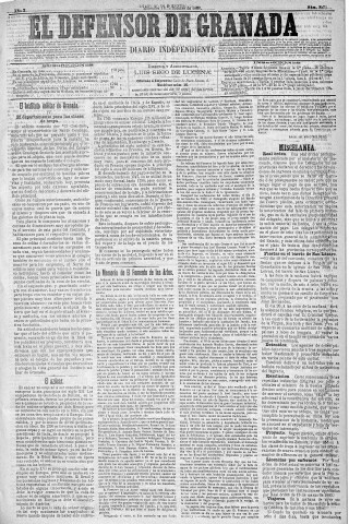 'El Defensor de Granada  : diario político independiente' - Año X Número 3373  - 1889 Octubre 16