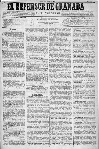 'El Defensor de Granada  : diario político independiente' - Año X Número 3377  - 1889 Octubre 19