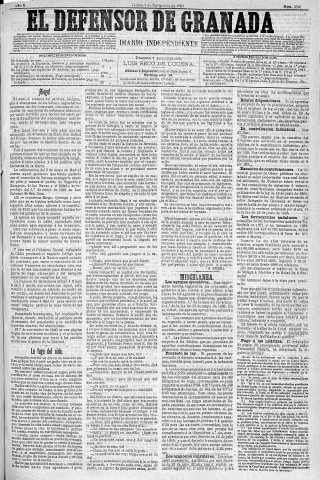 'El Defensor de Granada  : diario político independiente' - Año X Número 3396  - 1889 Noviembre 07