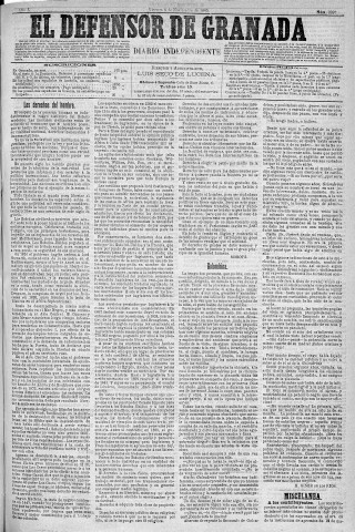 'El Defensor de Granada  : diario político independiente' - Año X Número 3397  - 1889 Noviembre 08
