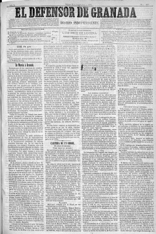 'El Defensor de Granada  : diario político independiente' - Año X Número 3401  - 1889 Noviembre 12