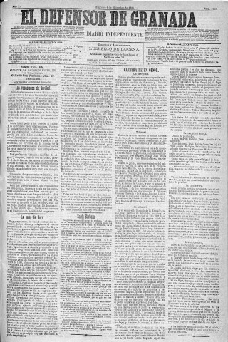 'El Defensor de Granada  : diario político independiente' - Año X Número 3423  - 1889 Diciembre 04