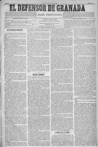 'El Defensor de Granada  : diario político independiente' - Año X Número 3424  - 1889 Diciembre 05