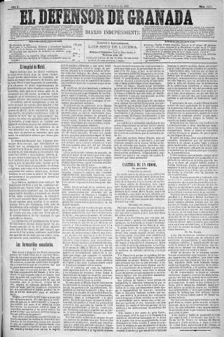 'El Defensor de Granada  : diario político independiente' - Año X Número 3426  - 1889 Diciembre 07