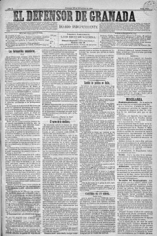 'El Defensor de Granada  : diario político independiente' - Año X Número 3434  - 1889 Diciembre 15