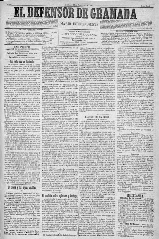 'El Defensor de Granada  : diario político independiente' - Año X Número 3441  - 1889 Diciembre 22