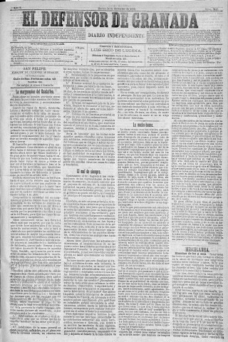 'El Defensor de Granada  : diario político independiente' - Año X Número 3443  - 1889 Diciembre 24