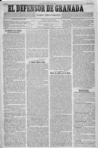 'El Defensor de Granada  : diario político independiente' - Año X Número 3449  - 1889 Diciembre 31