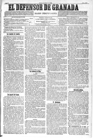 'El Defensor de Granada  : diario político independiente' - Año XI Número 3453  - 1890 Enero 04