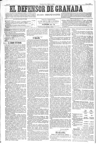 'El Defensor de Granada  : diario político independiente' - Año XI Número 3475  - 1890 Enero 26