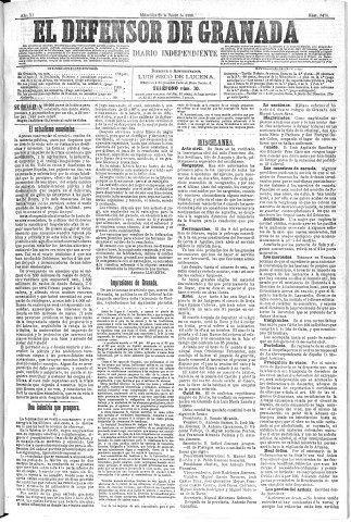 'El Defensor de Granada  : diario político independiente' - Año XI Número 3478  - 1890 Enero 29