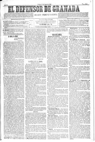 'El Defensor de Granada  : diario político independiente' - Año XI Número 3480  - 1890 Enero 31