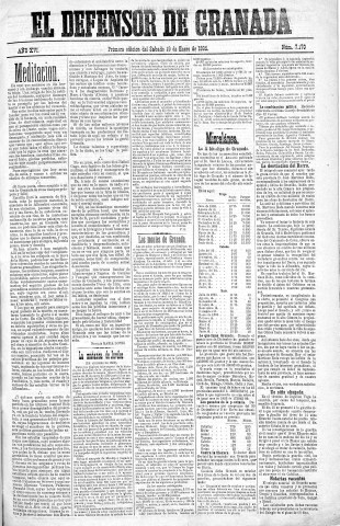'El Defensor de Granada  : diario político independiente' - Año XVI Número 7170 1ª ed. - 1895 Enero 19