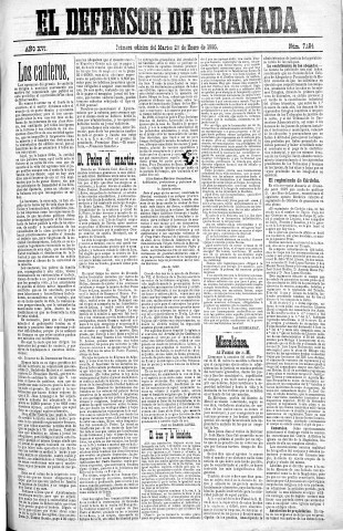'El Defensor de Granada  : diario político independiente' - Año XVI Número 7184 1ª ed. - 1895 Enero 29