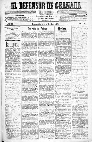 'El Defensor de Granada  : diario político independiente' - Año XVI Número 7186 1ª ed. - 1895 Enero 31