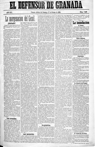 'El Defensor de Granada  : diario político independiente' - Año XVI Número 7209 1ª ed. - 1895 Febrero 17