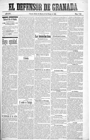 'El Defensor de Granada  : diario político independiente' - Año XVI Número 7211 1ª ed. - 1895 Febrero 19