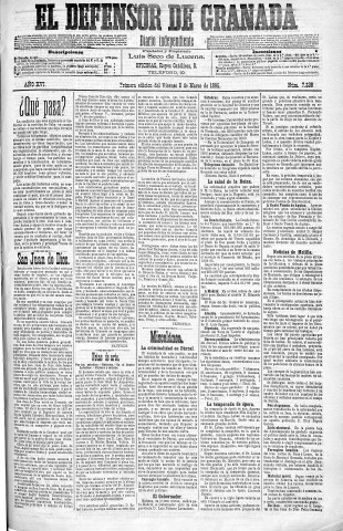 'El Defensor de Granada  : diario político independiente' - Año XVI Número 7238 1ª ed. - 1895 Marzo 08