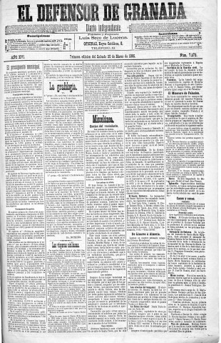 'El Defensor de Granada  : diario político independiente' - Año XVI Número 7273 1ª ed. - 1895 Marzo 30