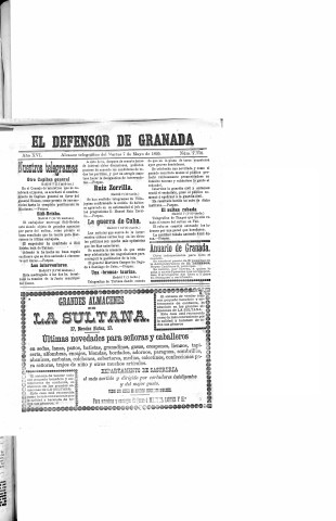'El Defensor de Granada  : diario político independiente' - Año XVI Número 7776  - 1895 Mayo 07