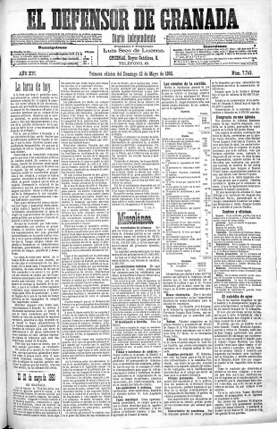 'El Defensor de Granada  : diario político independiente' - Año XVI Número 7783 1ª ed. - 1895 Mayo 12