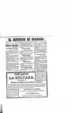 'El Defensor de Granada  : diario político independiente' - Año XVI Número 7786  - 1895 Mayo 14