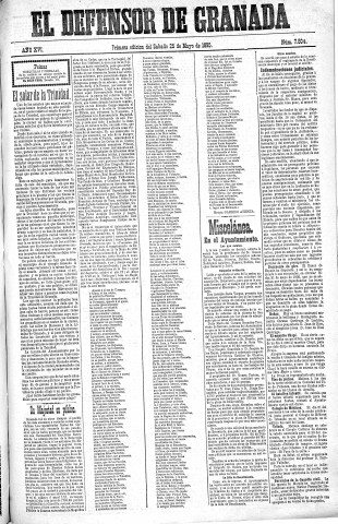 'El Defensor de Granada  : diario político independiente' - Año XVI Número 7804 1ª ed. - 1895 Mayo 25