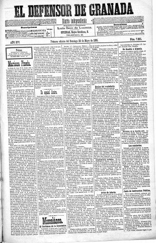 'El Defensor de Granada  : diario político independiente' - Año XVI Número 7805 1ª ed. - 1895 Mayo 26